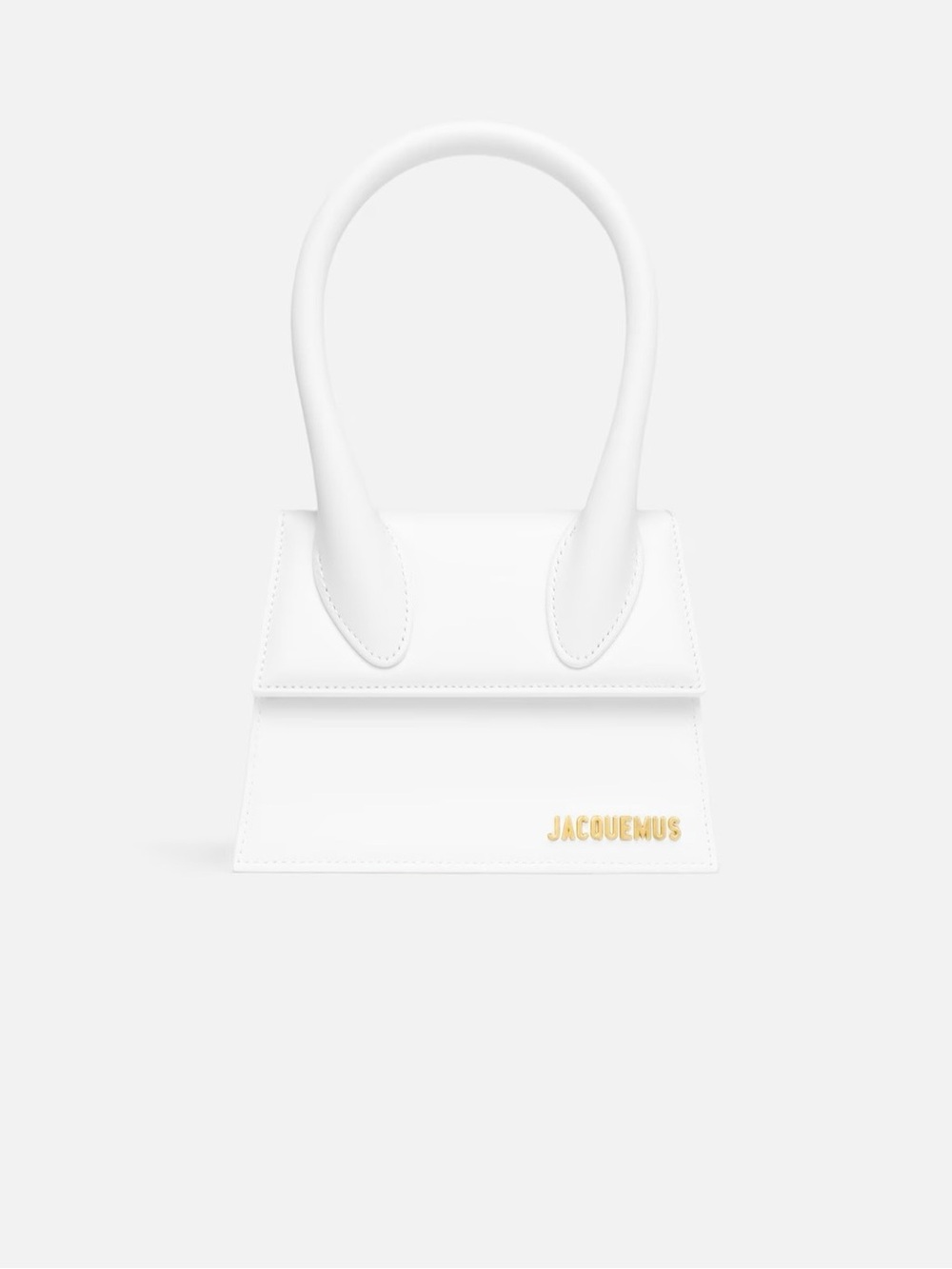 Jacquemus White Le Chiquito Moyen Handle Bag with Gold Logo